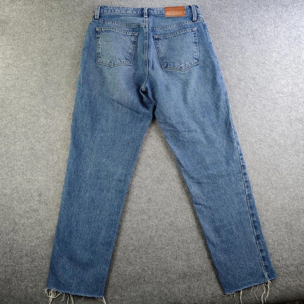 Lucky Brand High Rise Mom Jeans Drew 6/28 Ankle Blue Button Fly Denim Raw Hem